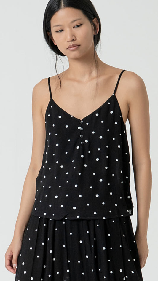 Top de tirantes con lunares negro
