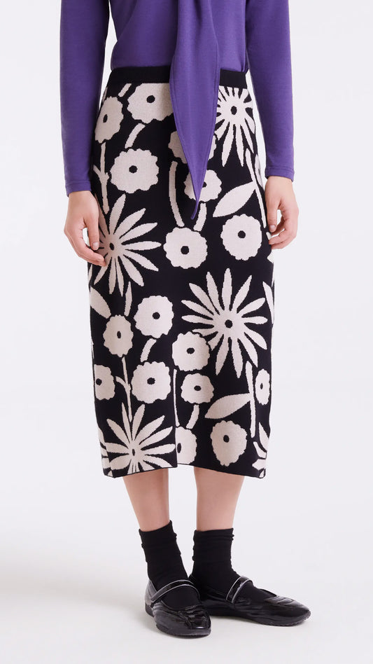 Falda midi jacquard con estampado Tofu
