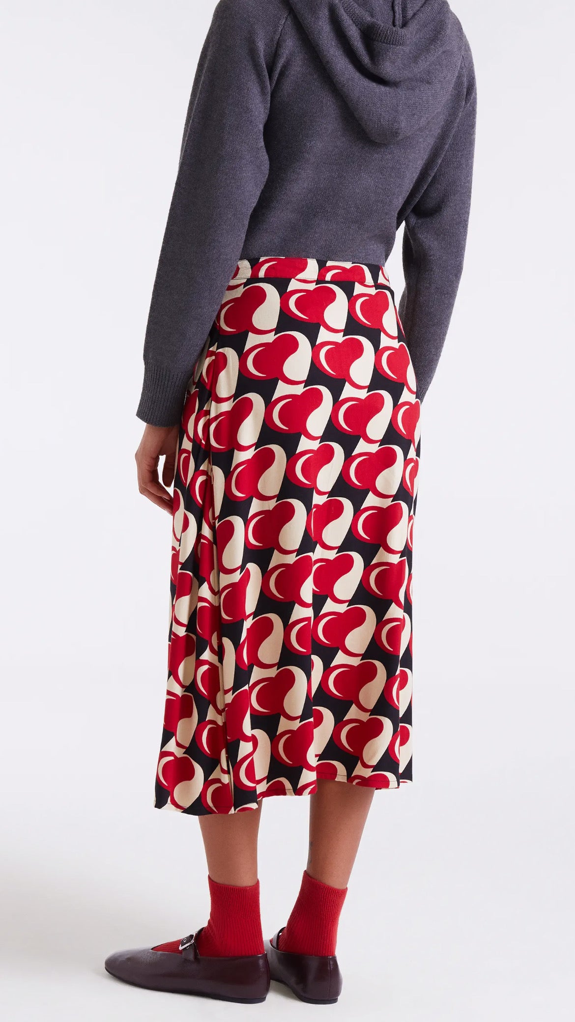 Falda midi con estampado Heart Attack