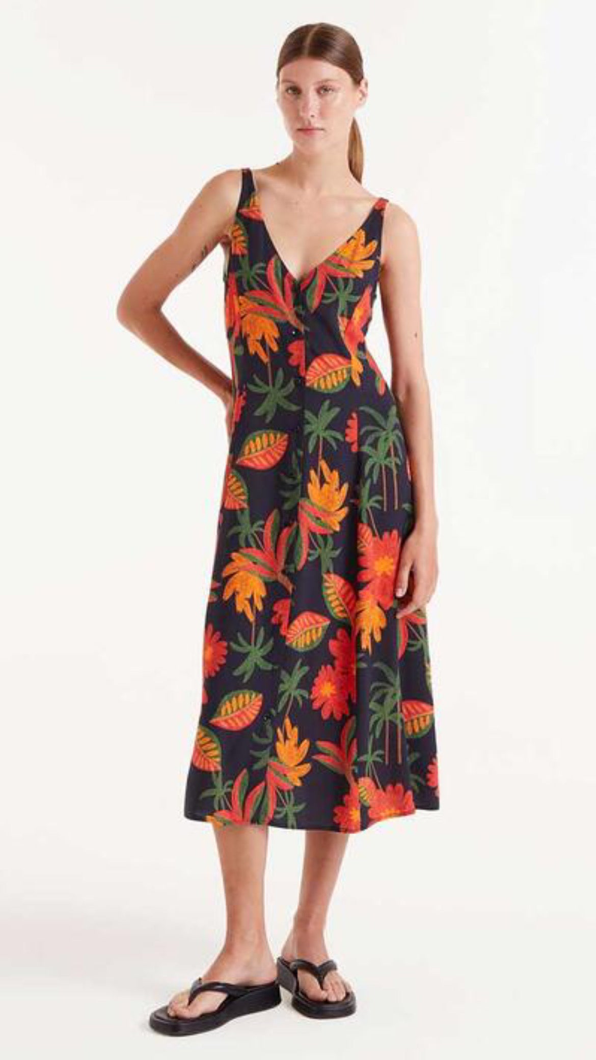 Vestido midi estampado floral Famara