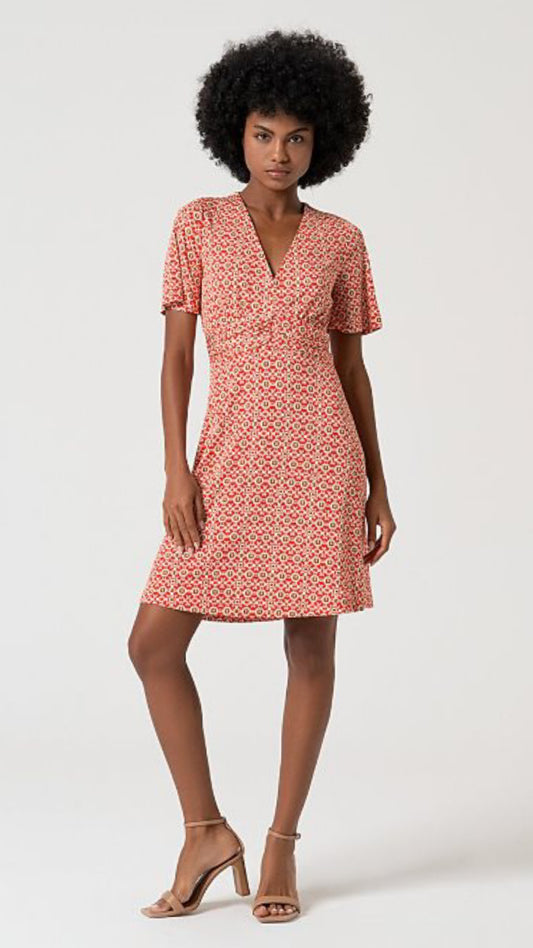Pink Draped Waistband Knee-Length Dress