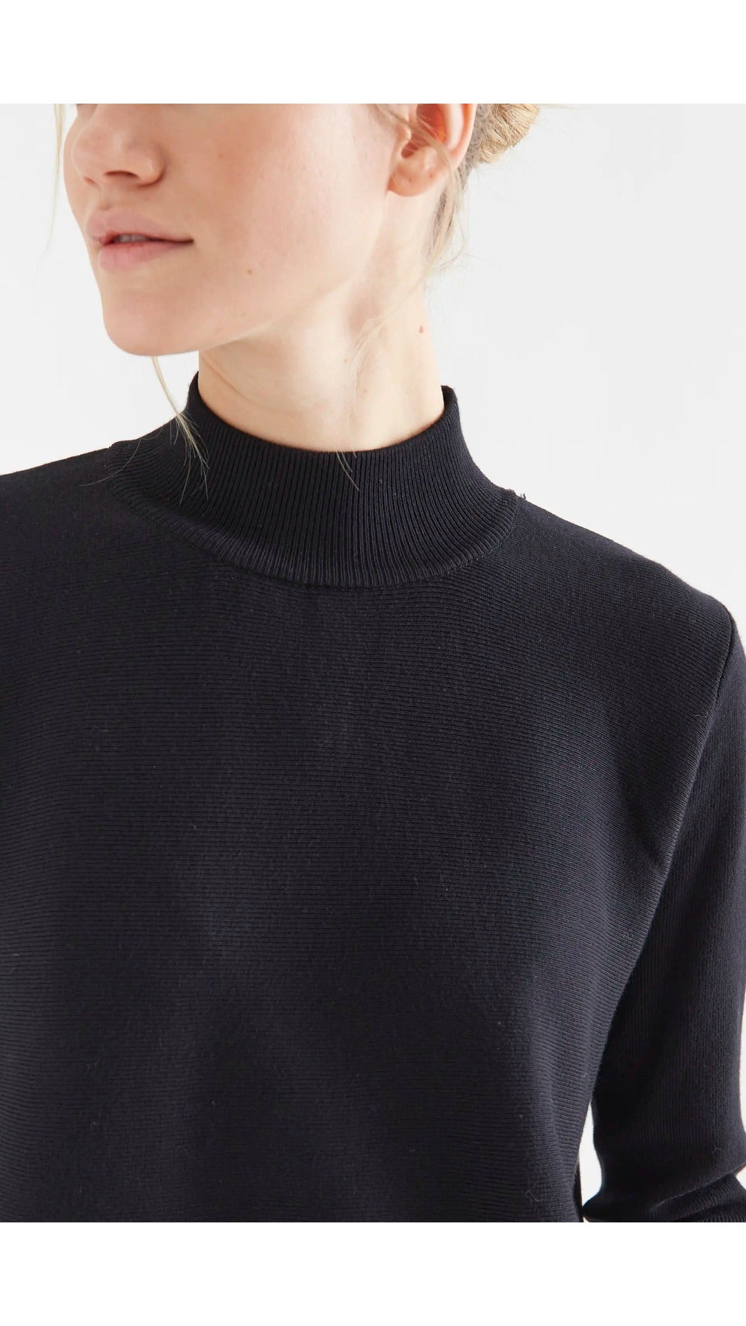 Jersey cuello alto básico negro - 3