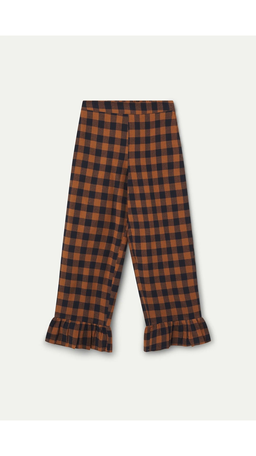Pantalón 100% algodón con estampado de cuadros marrón y azul marino - 6