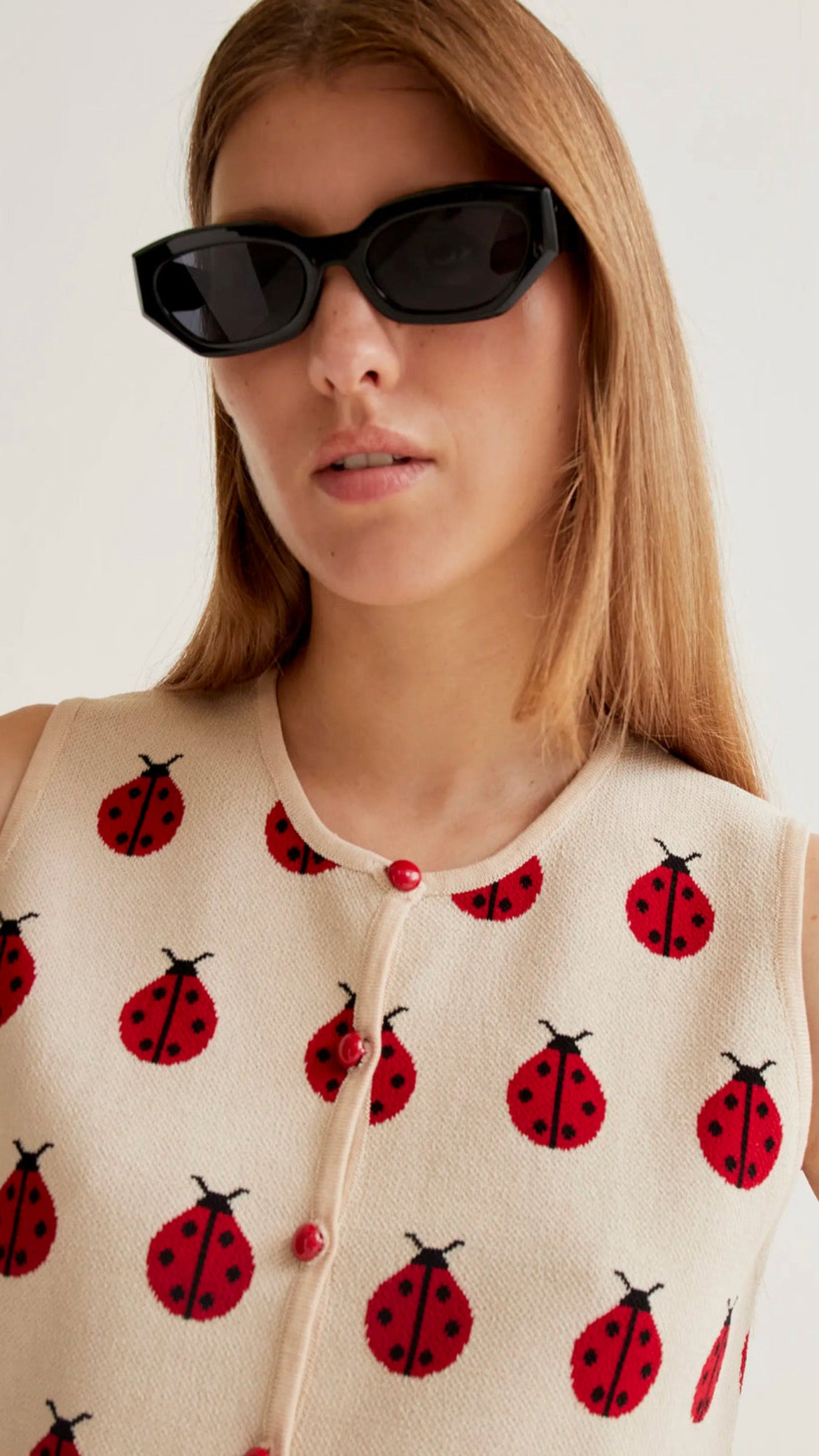 Top de punto estampado Red Coccinella