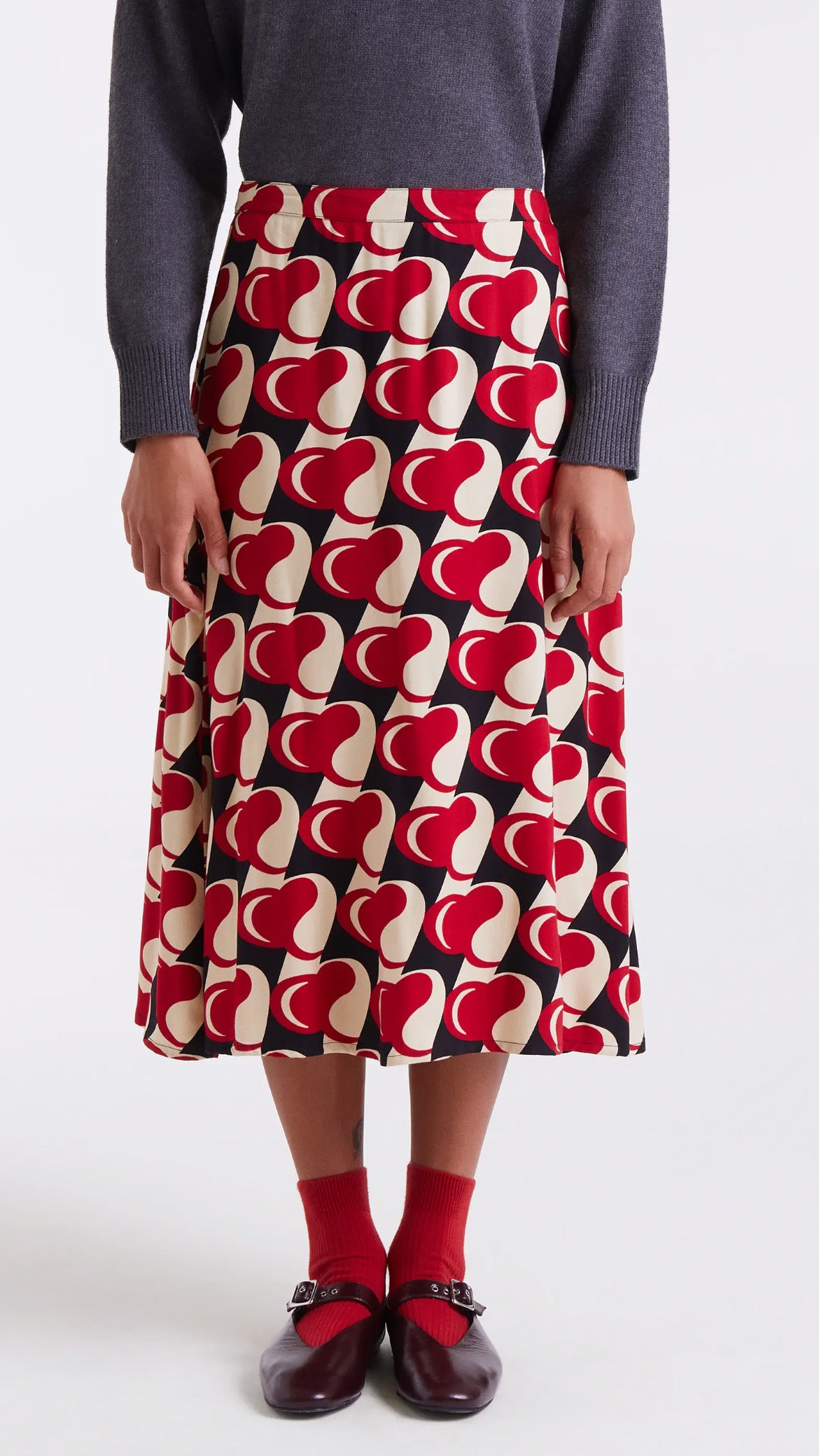 Falda midi con estampado Heart Attack