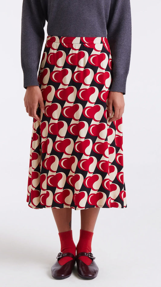 Falda midi con estampado Heart Attack