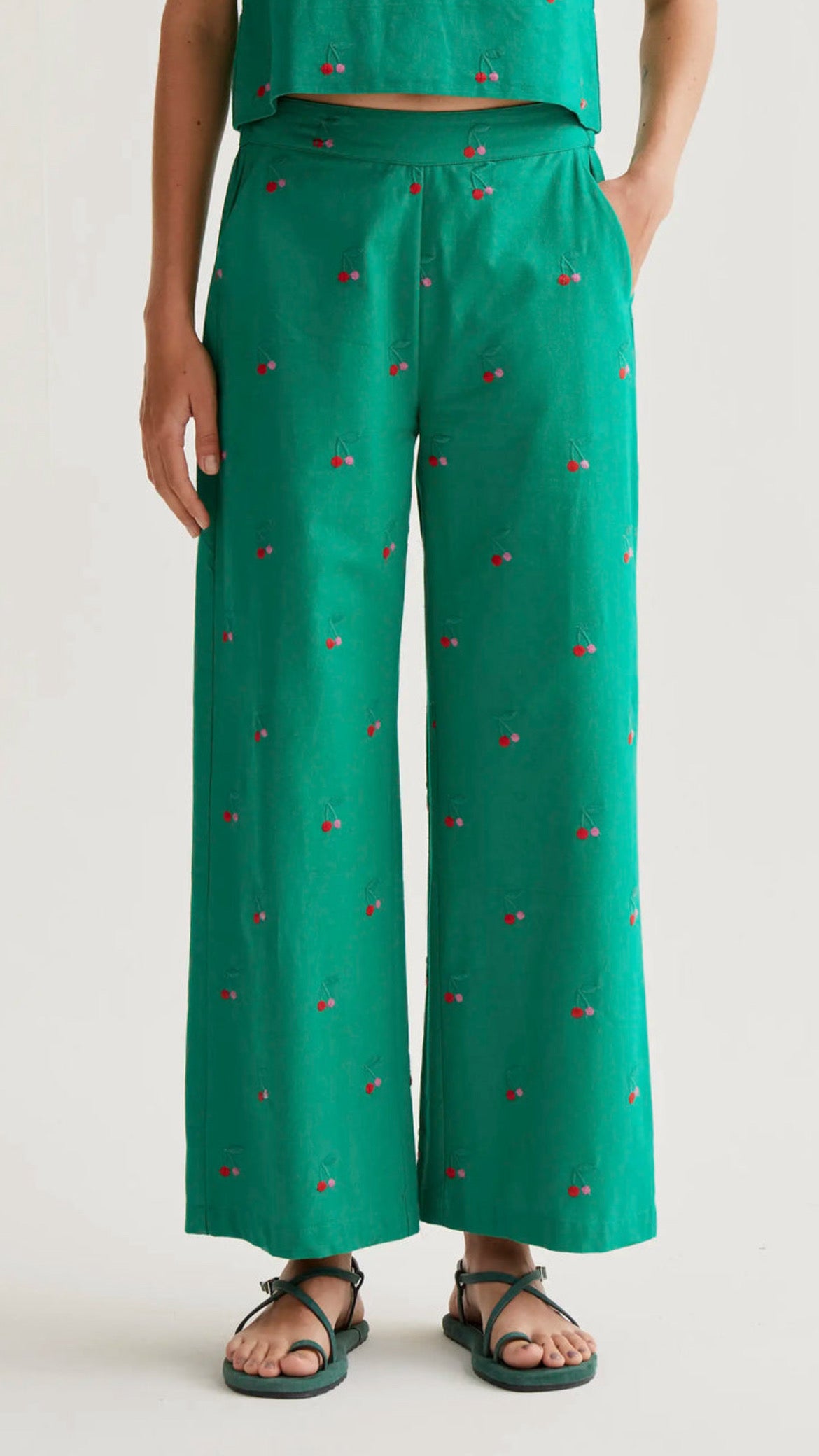 Pantalón con bordados Green Cherries (R)