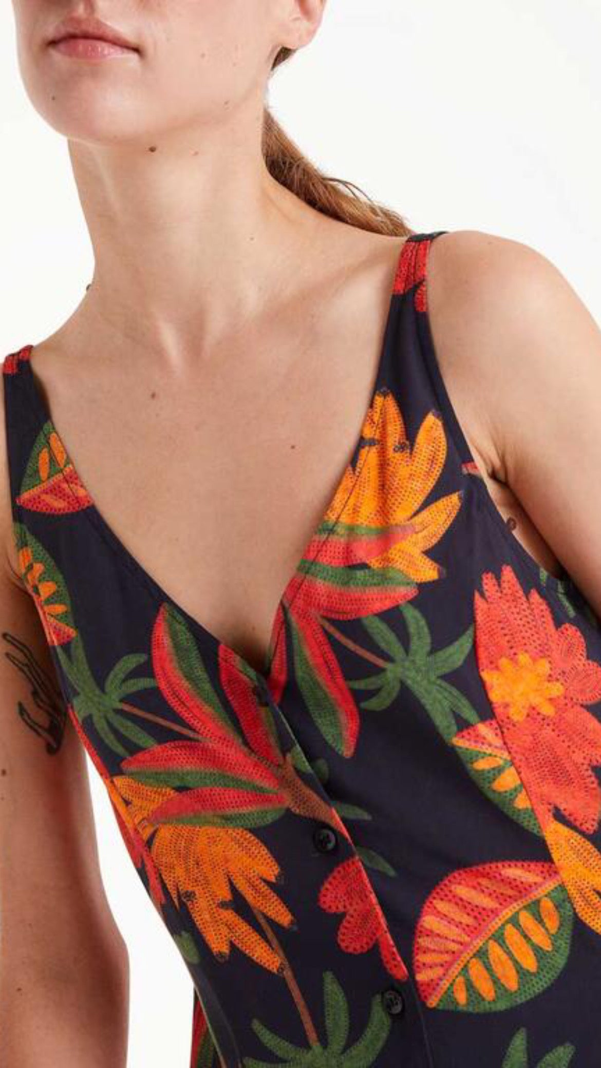 Vestido midi estampado floral Famara