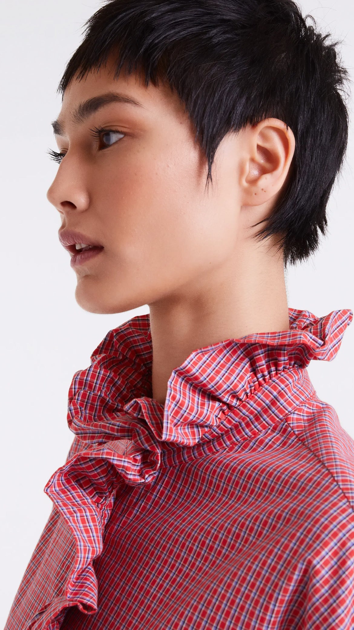 Camisa 100% algodón estampado cuadro vichy rojo