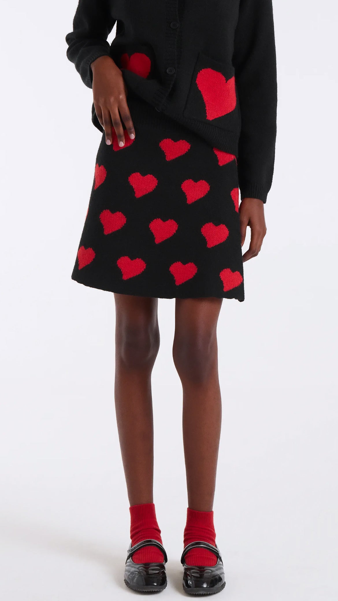 Falda corta jacquard con estampado Heart Attack Small