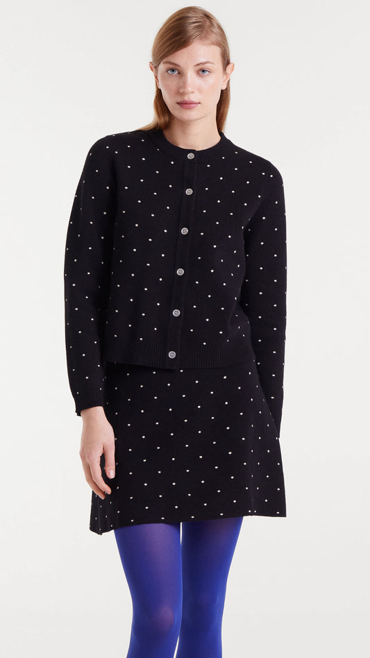Cárdigan jacquard con mini puntos blanco