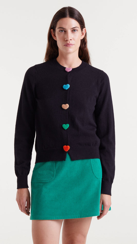 Cárdigan de punto con detalle de corazones negros