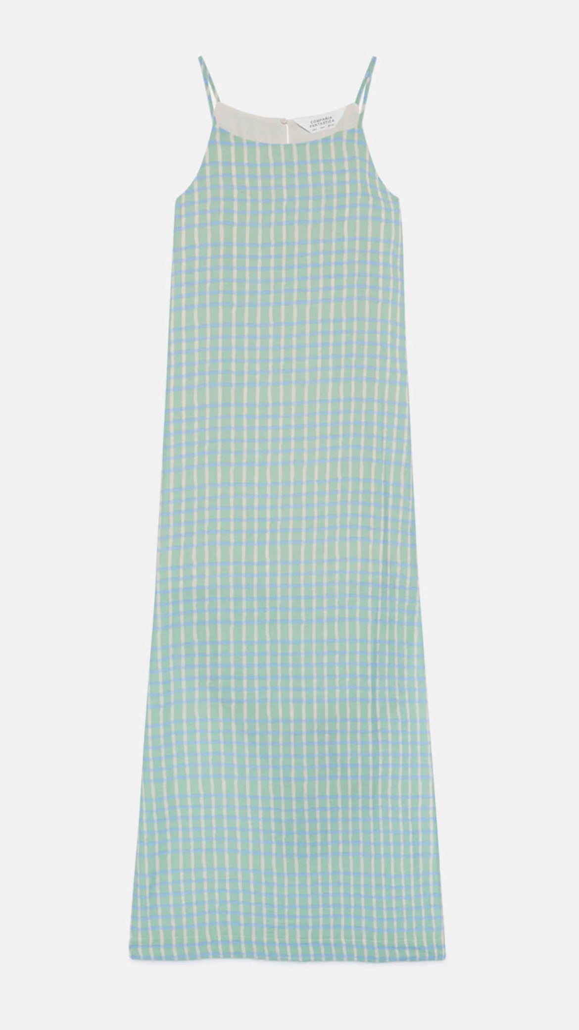 Long Green Summer Checked Dress
