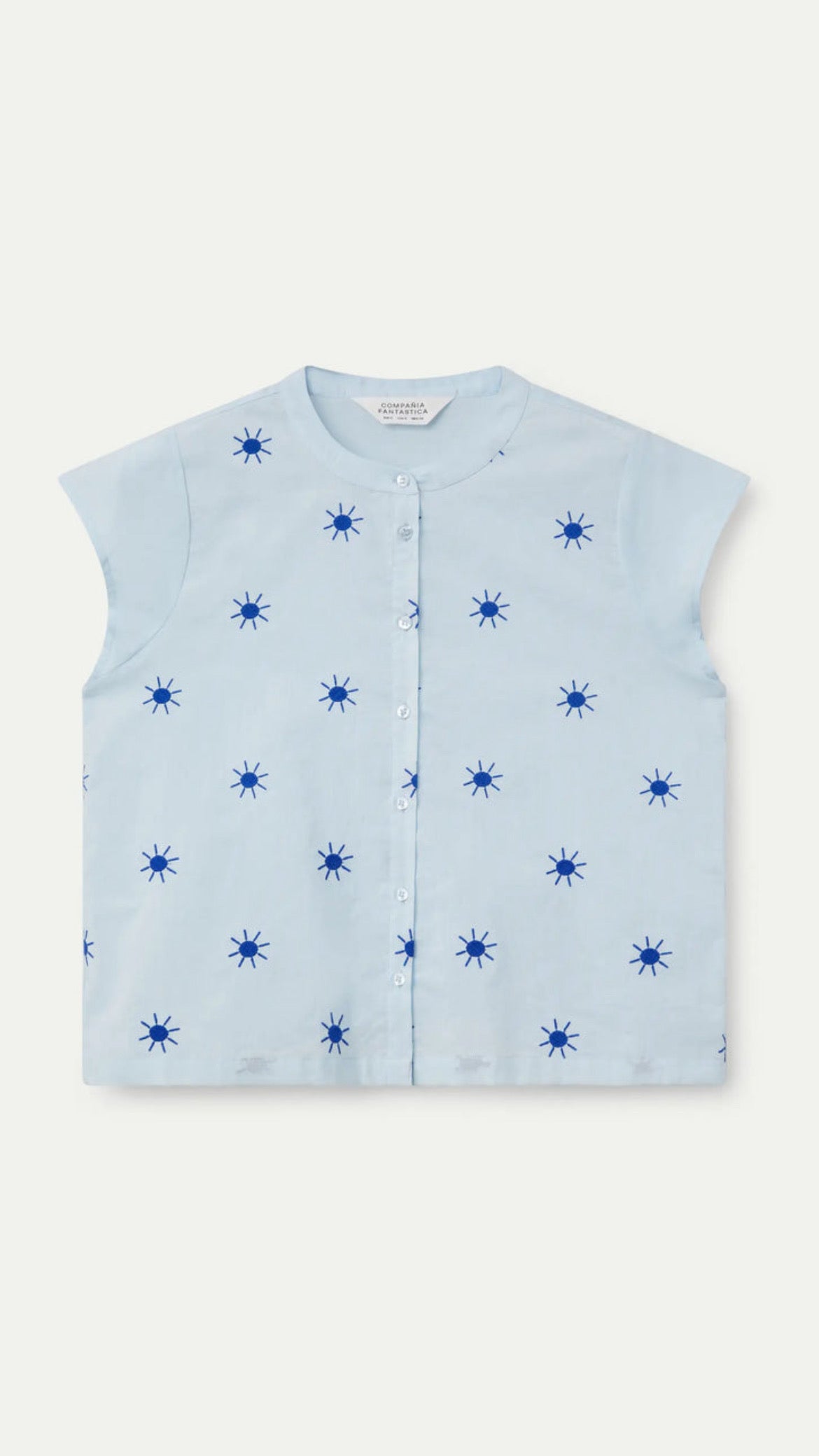 Camisa cuello mao soles azules