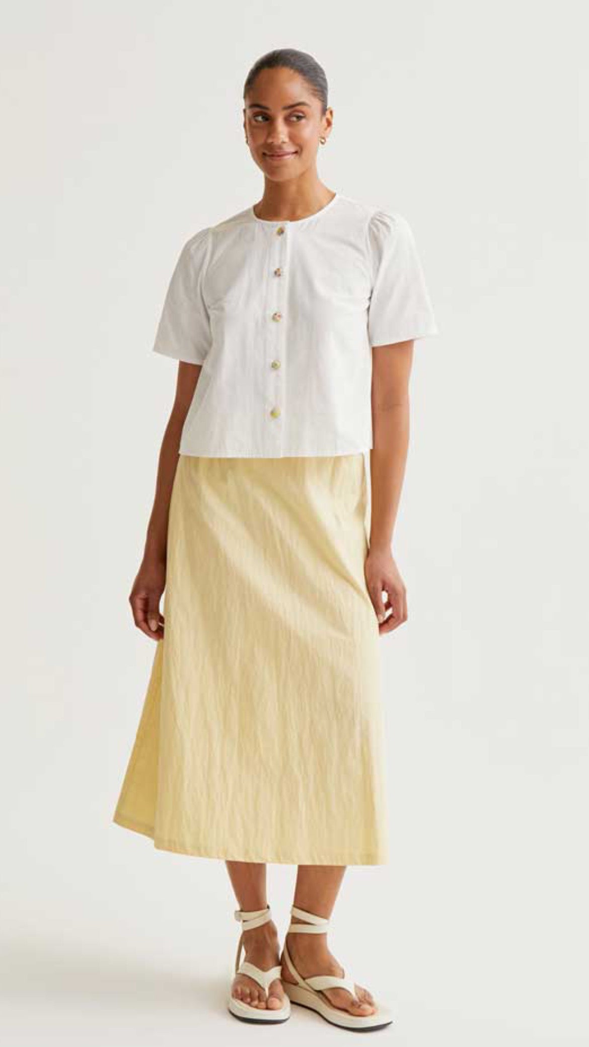 Top 100% algodón con botones multicolor