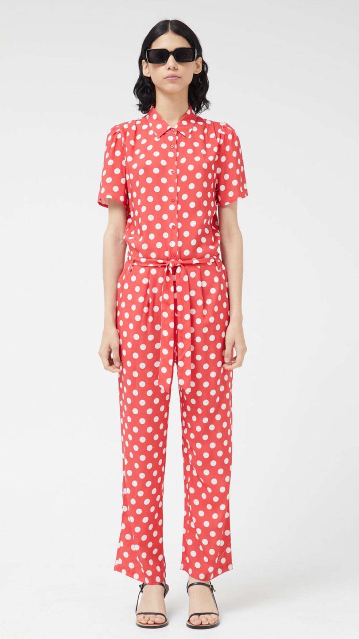Red polka dot jumpsuit