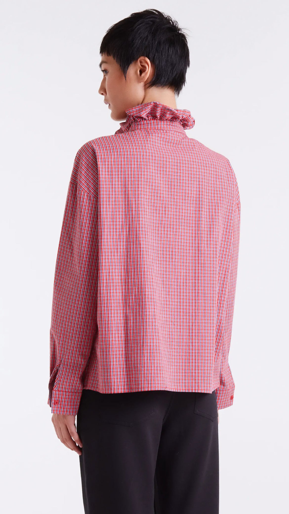 Camisa 100% algodón estampado cuadro vichy rojo