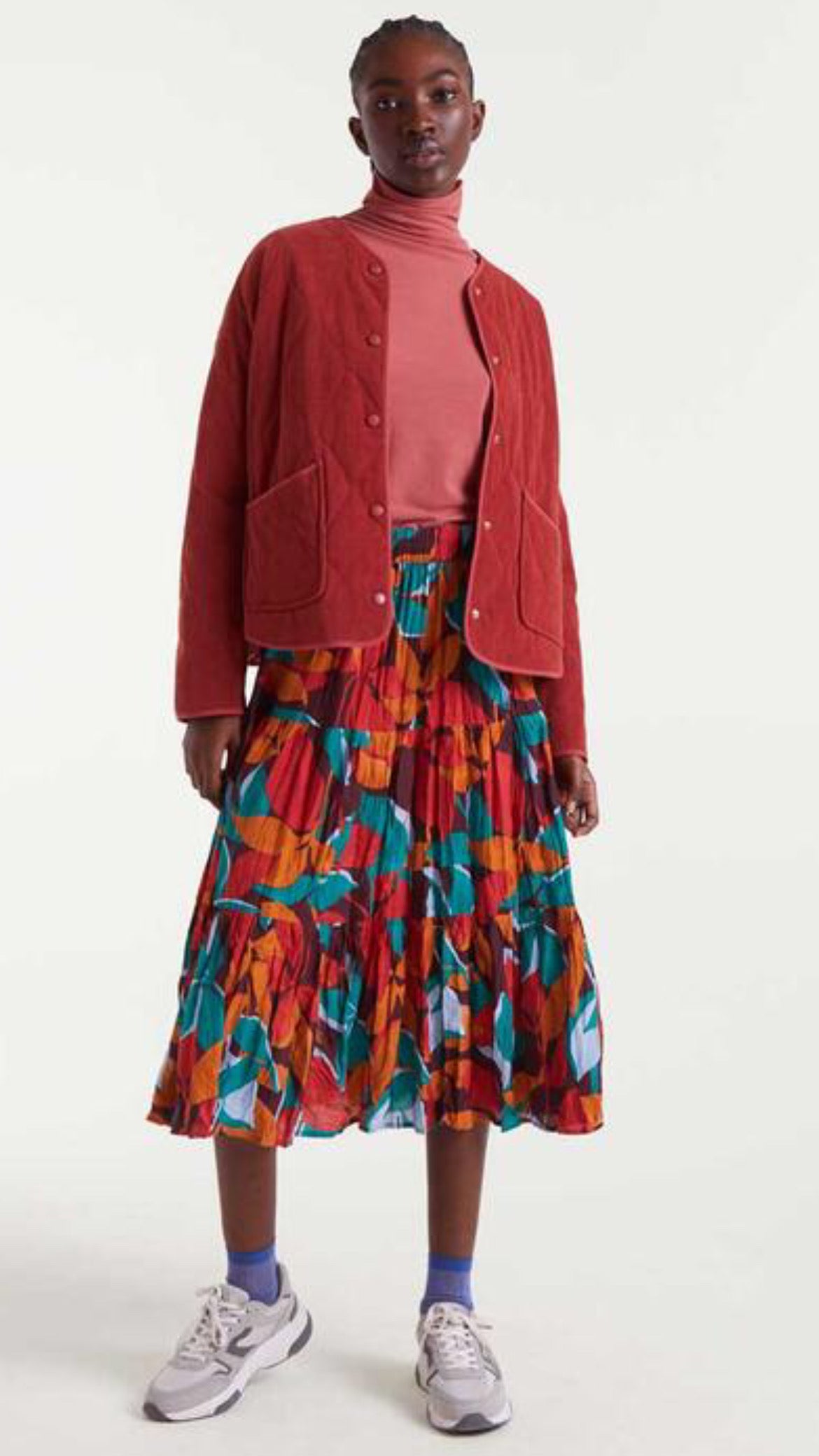 Falda midi crepé ligero con estampado Ponciano
