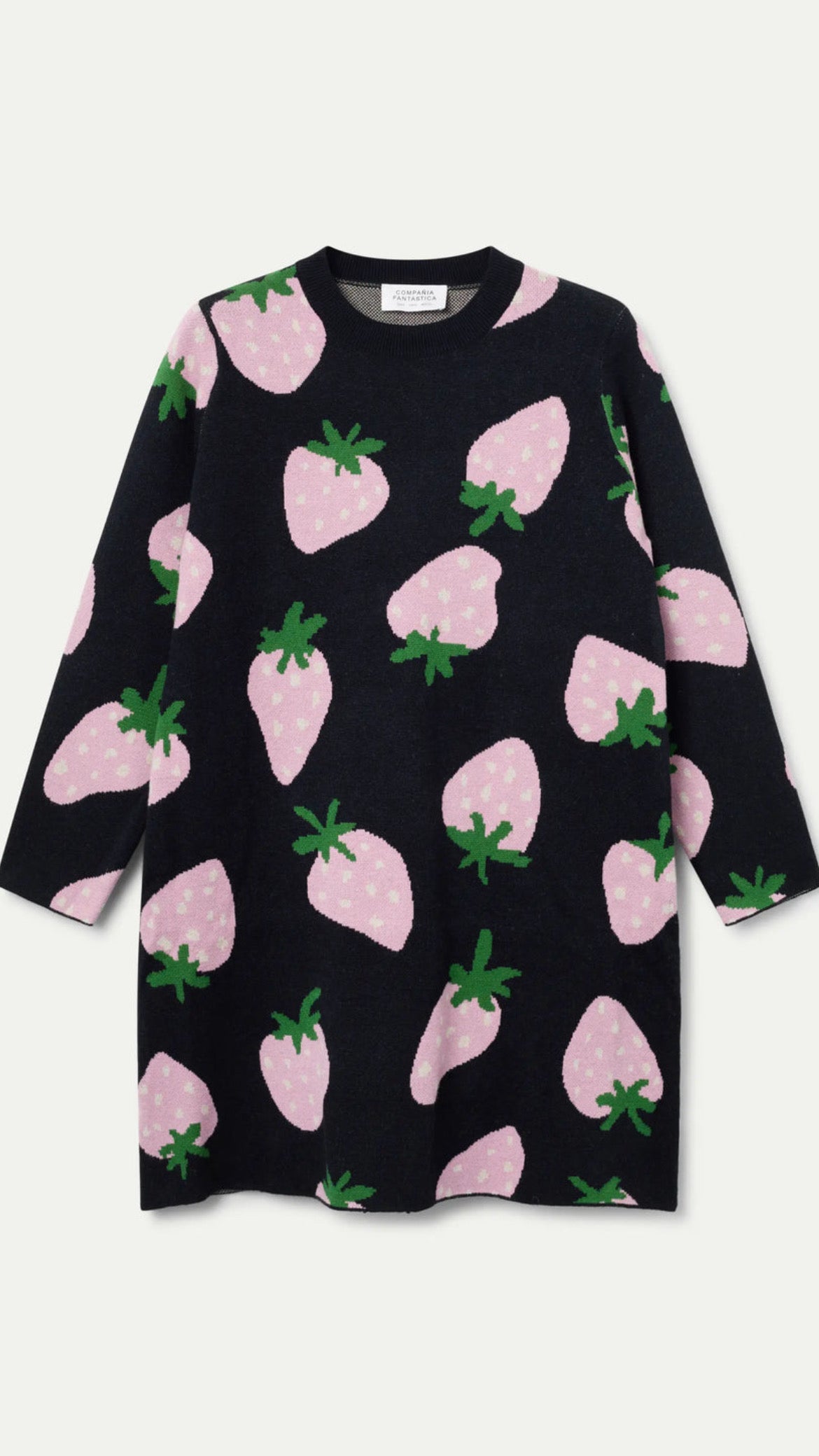 Vestido corto de punto jacquard con estampado Morango