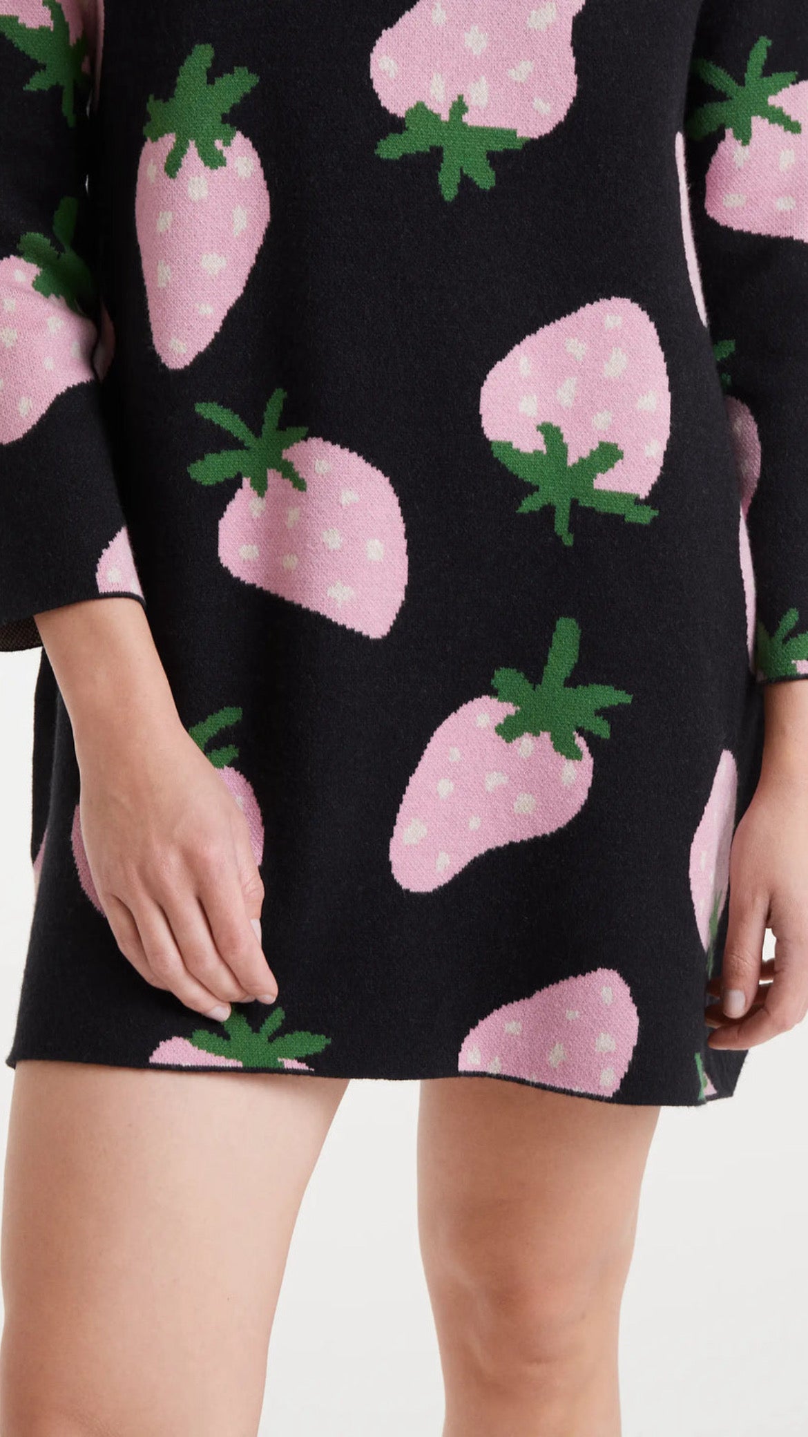 Vestido corto de punto jacquard con estampado Morango