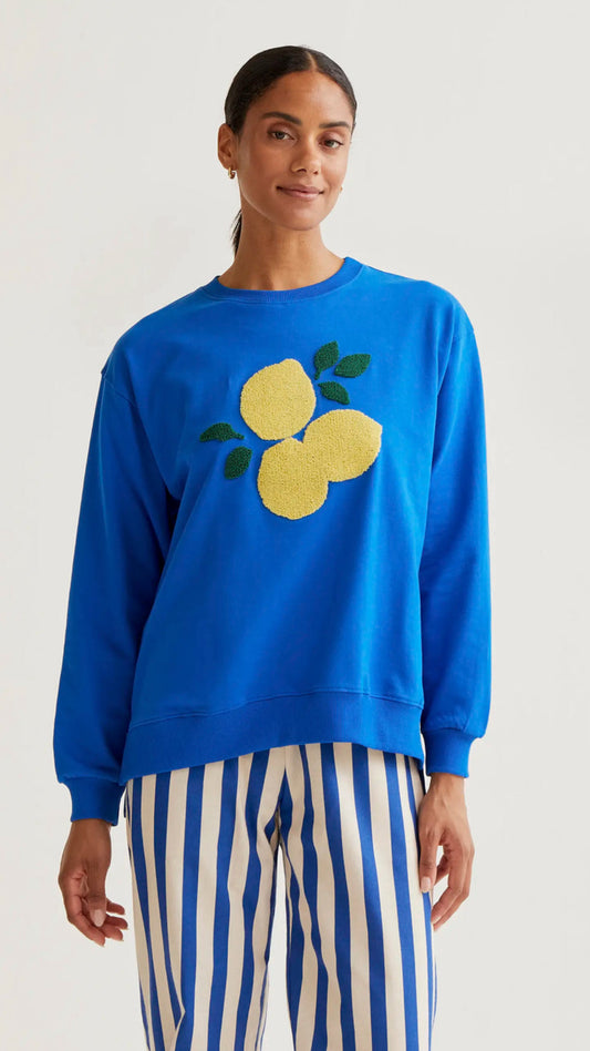 Sudadera con bordados de limones gigantes