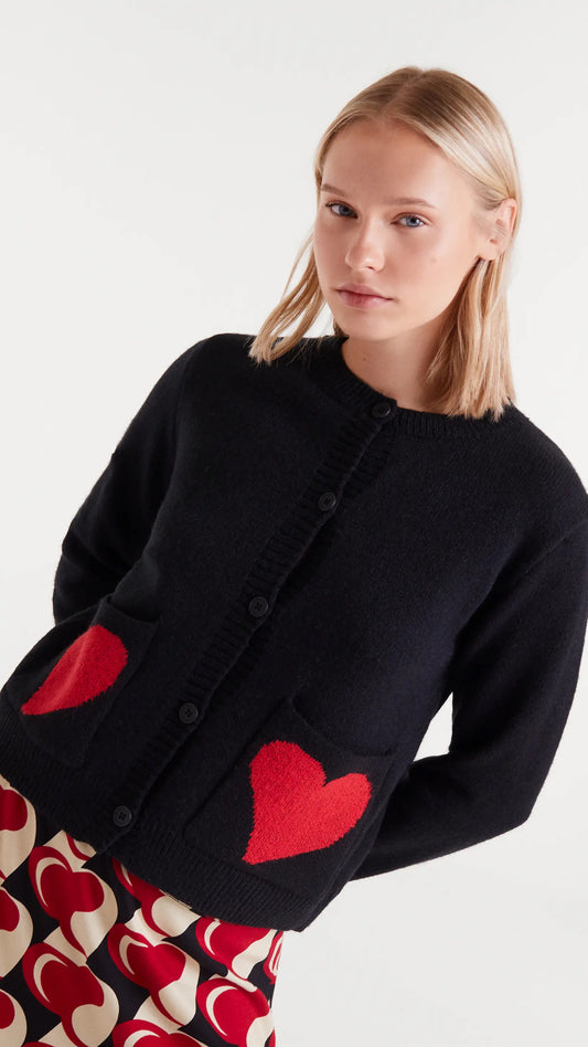 Cárdigan jacquard con estampado Heart Attack Small