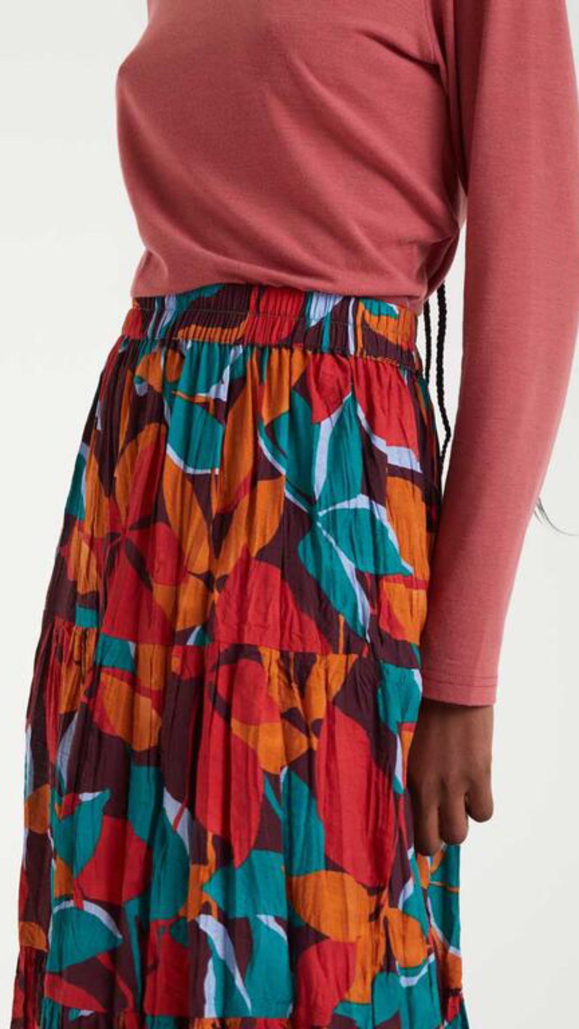 Falda midi crepé ligero con estampado Ponciano