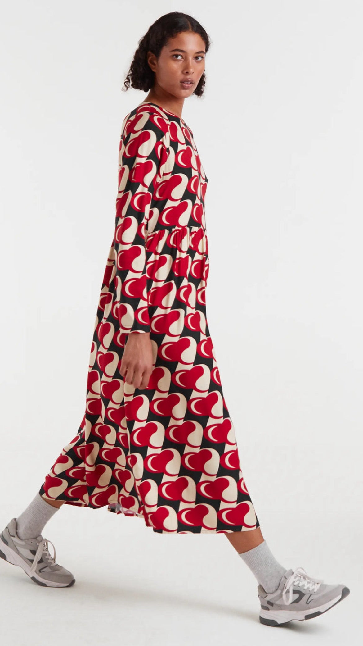 Vestido midi con estampado Heart Attack
