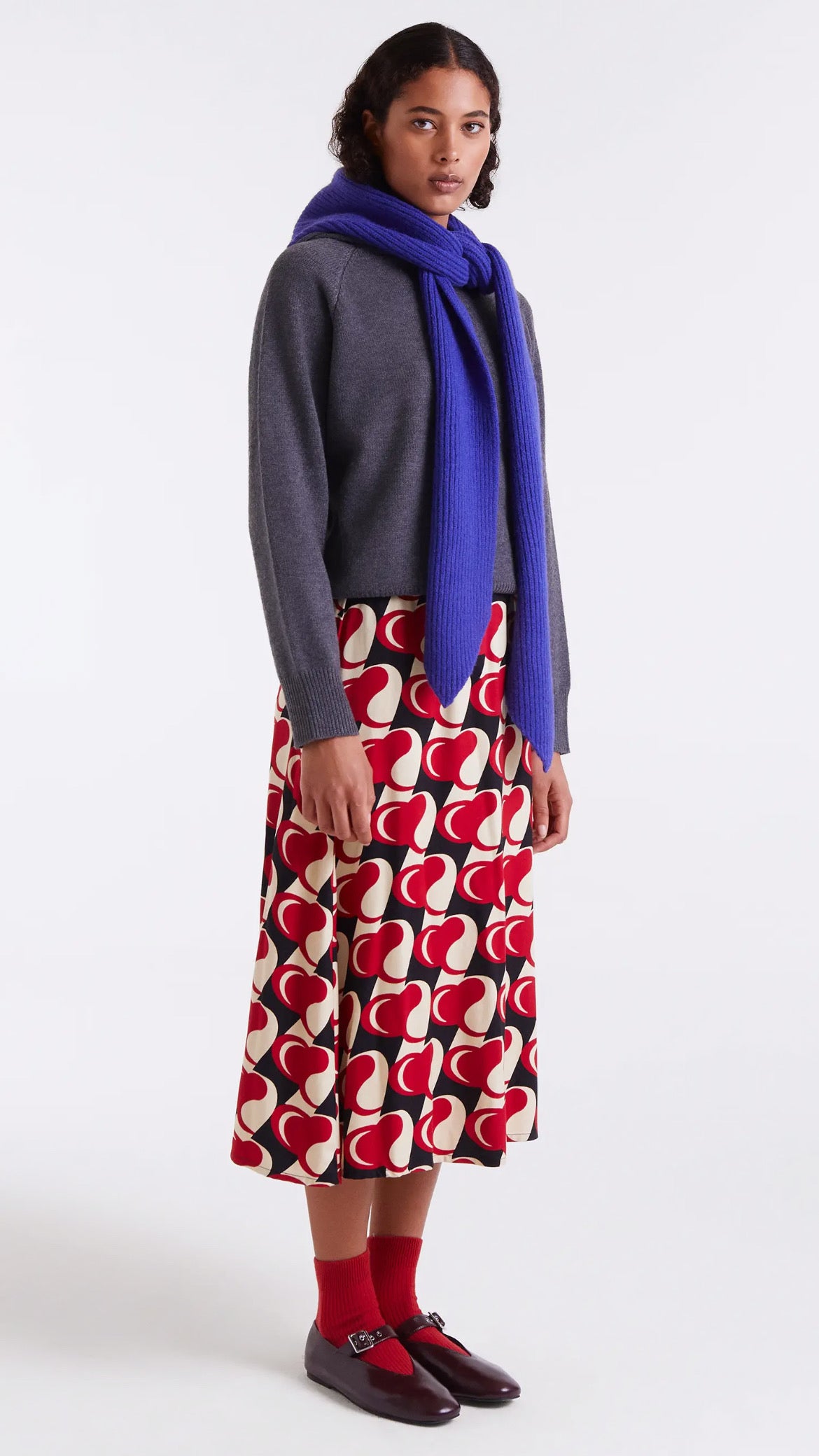 Falda midi con estampado Heart Attack