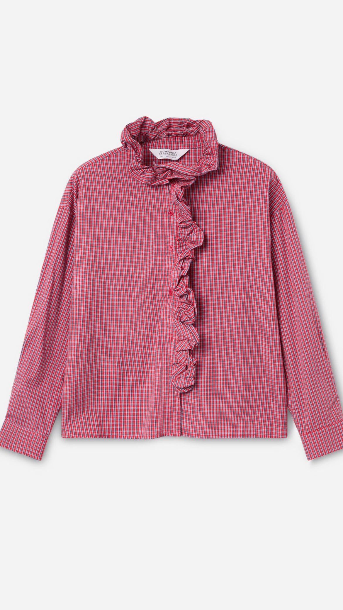 Camisa 100% algodón estampado cuadro vichy rojo
