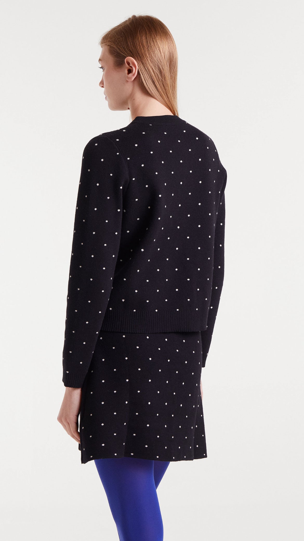 Cárdigan jacquard con mini puntos blanco