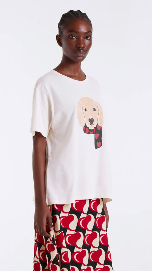 Camiseta 100% algodón con estampado de perro