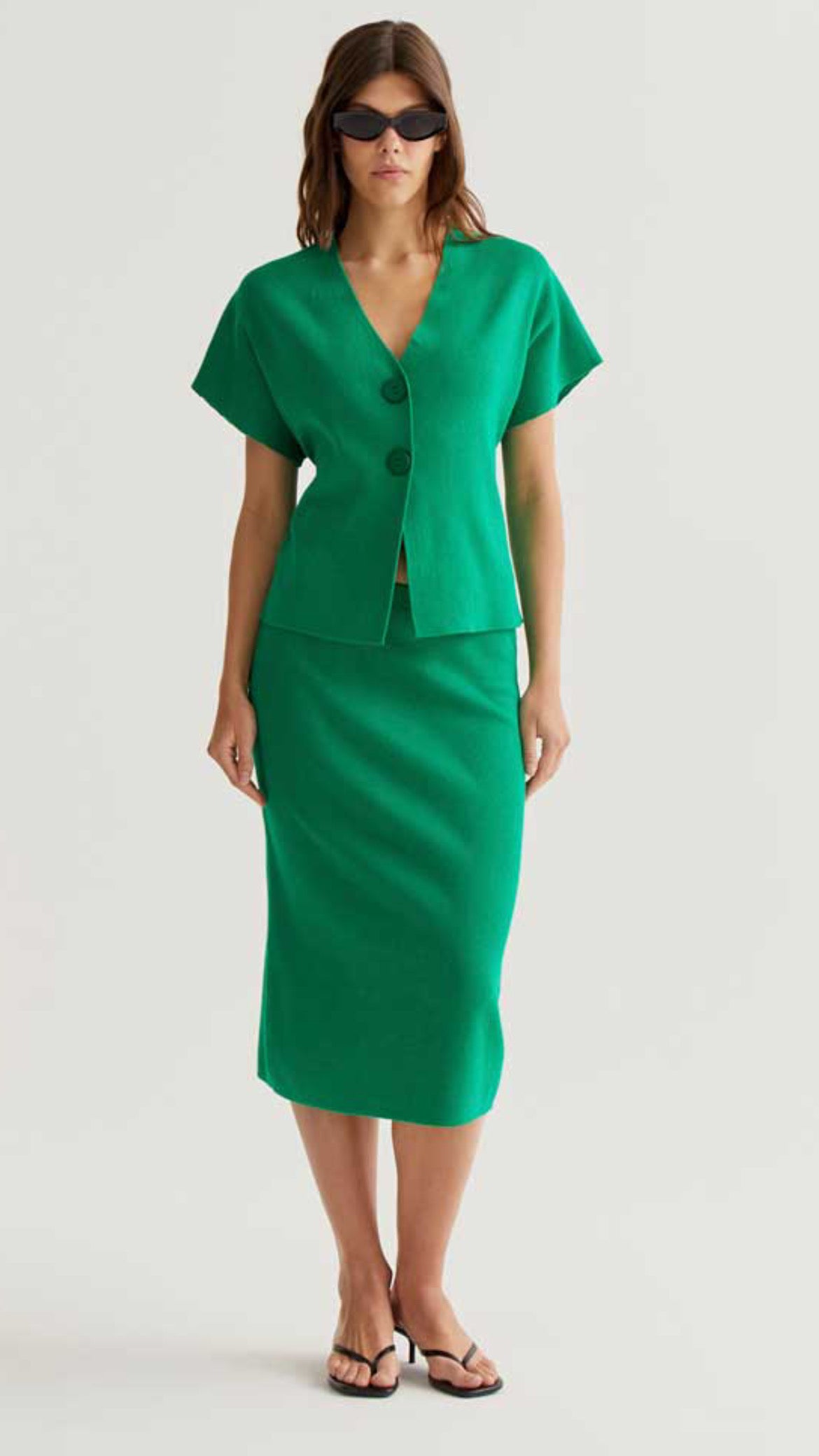 Falda midi punto verde