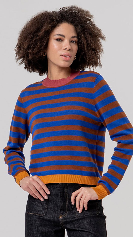 Jersey de cuello redondo de rayas Toffee