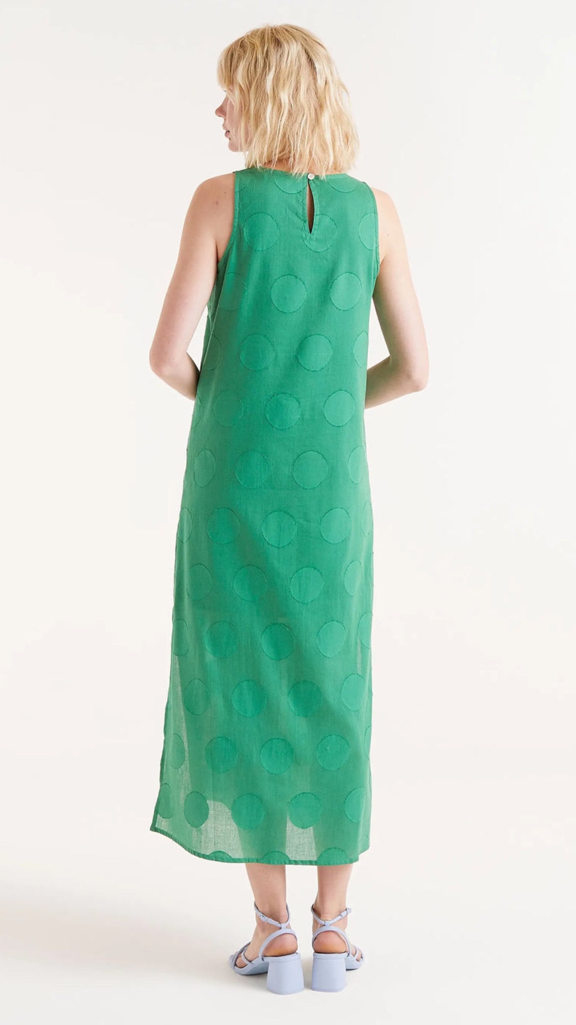 Vestido largo estampado círculos verdes