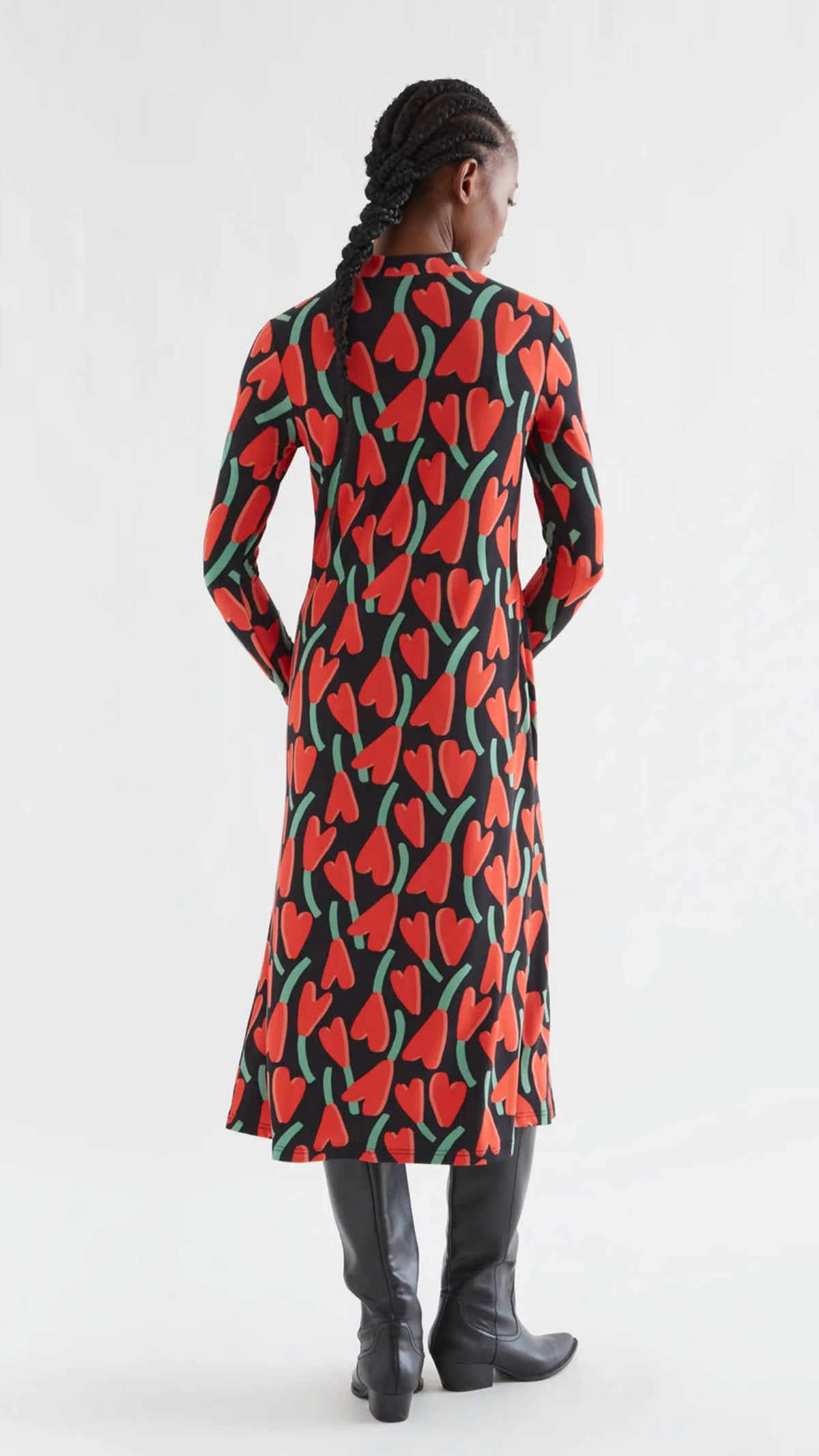 Vestido midi de manga larga con estampado Ciclamen