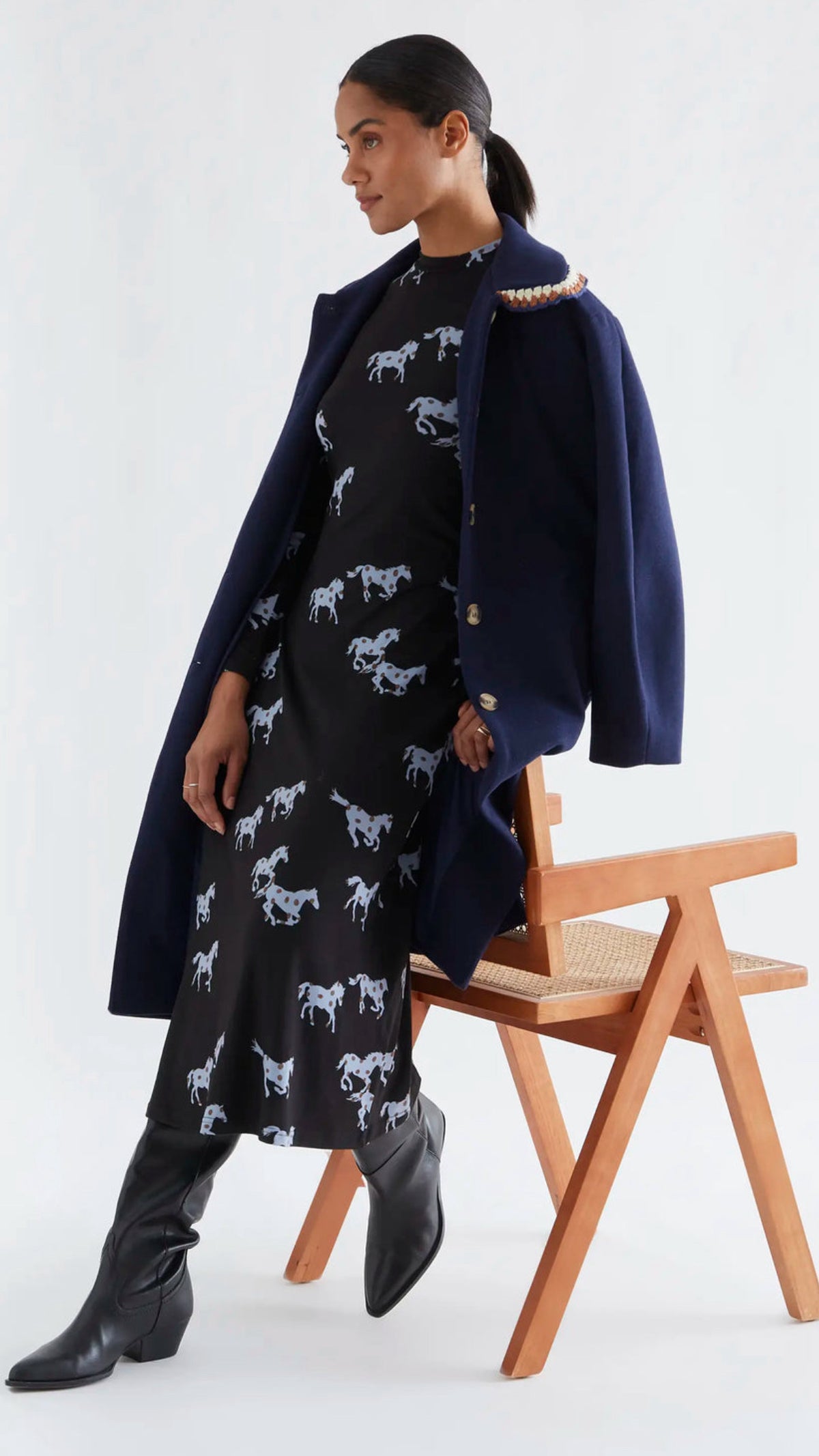 Vestido midi con estampado Horse