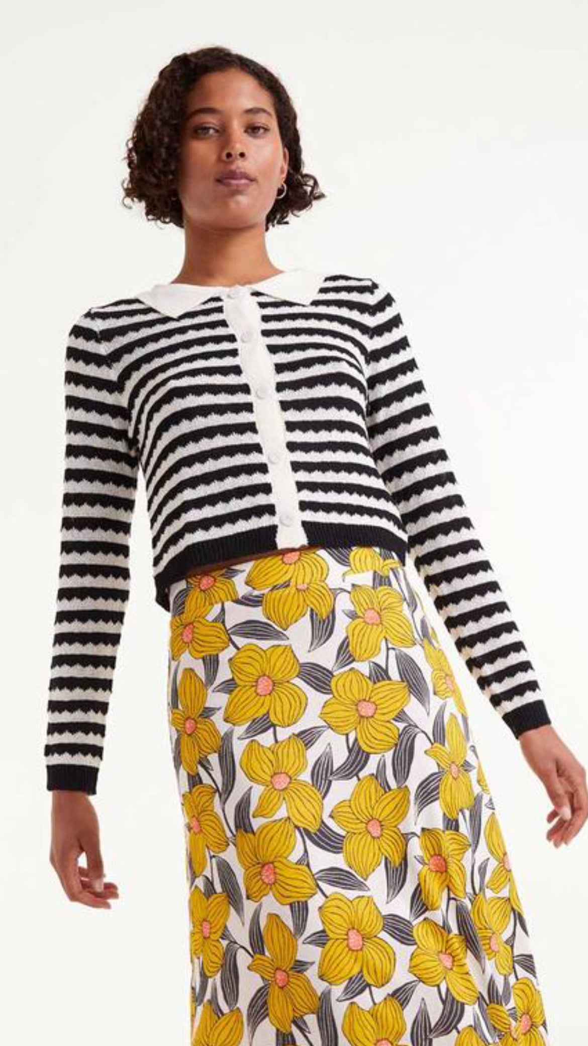 Falda midi estampado floral Narciso