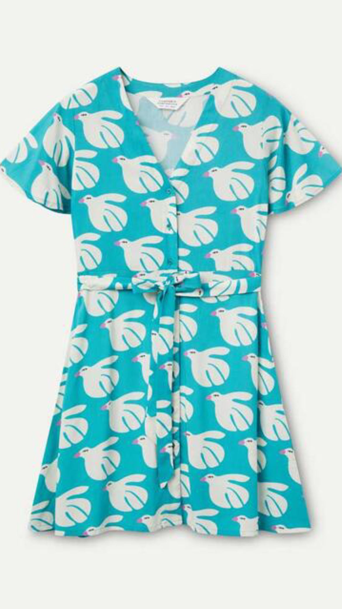 Vestido corto rayón estampado Dove