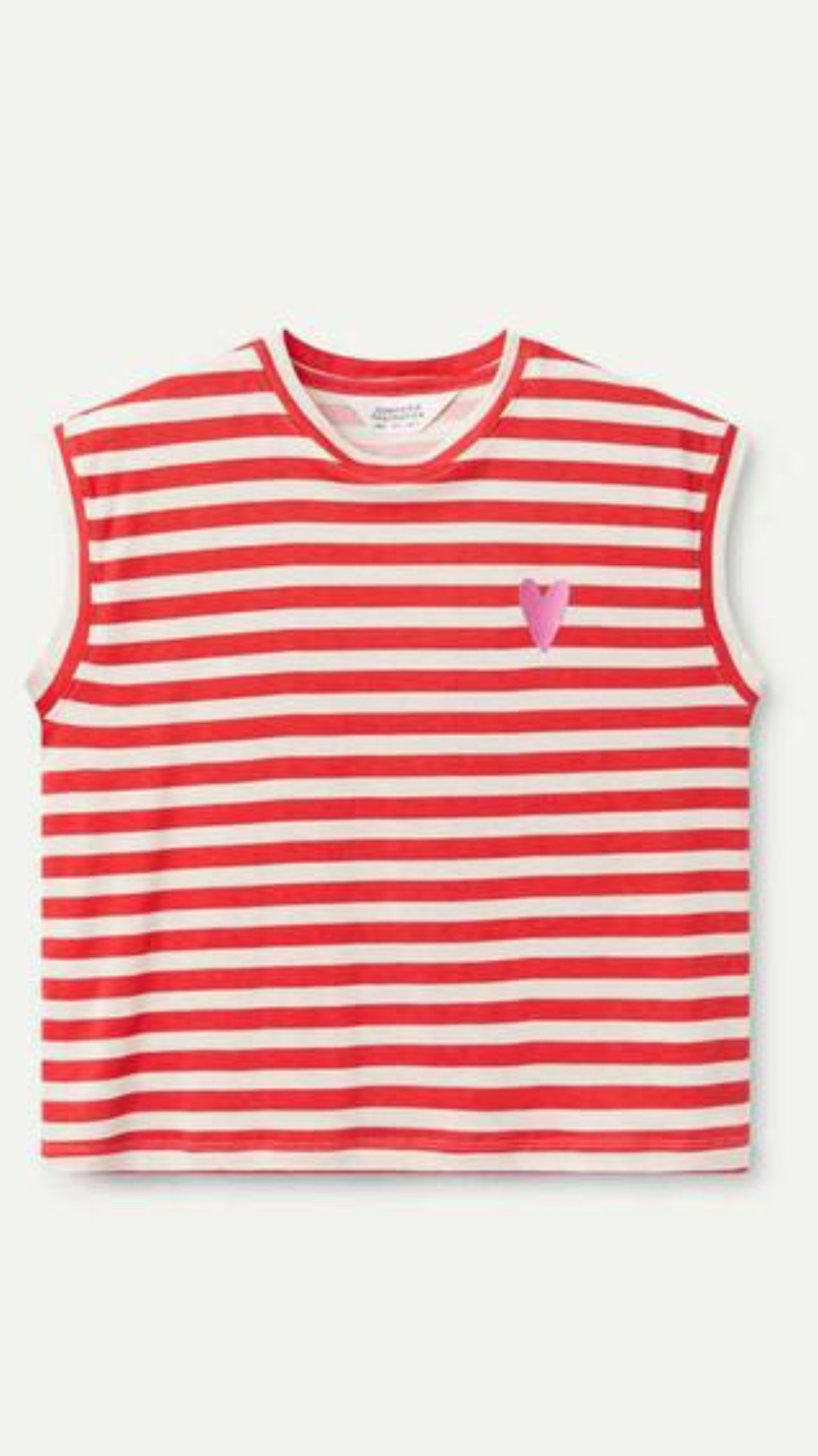 Camiseta sin mangas rayas rojas