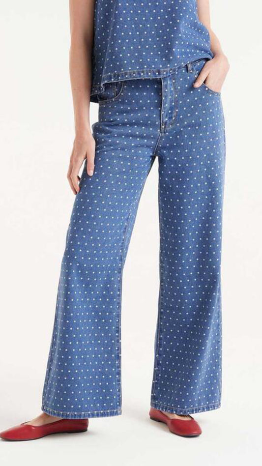 Jeans vaqueros con estampado de lunares
