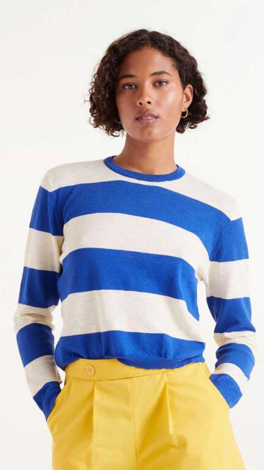 Jersey punto fino rayas azules