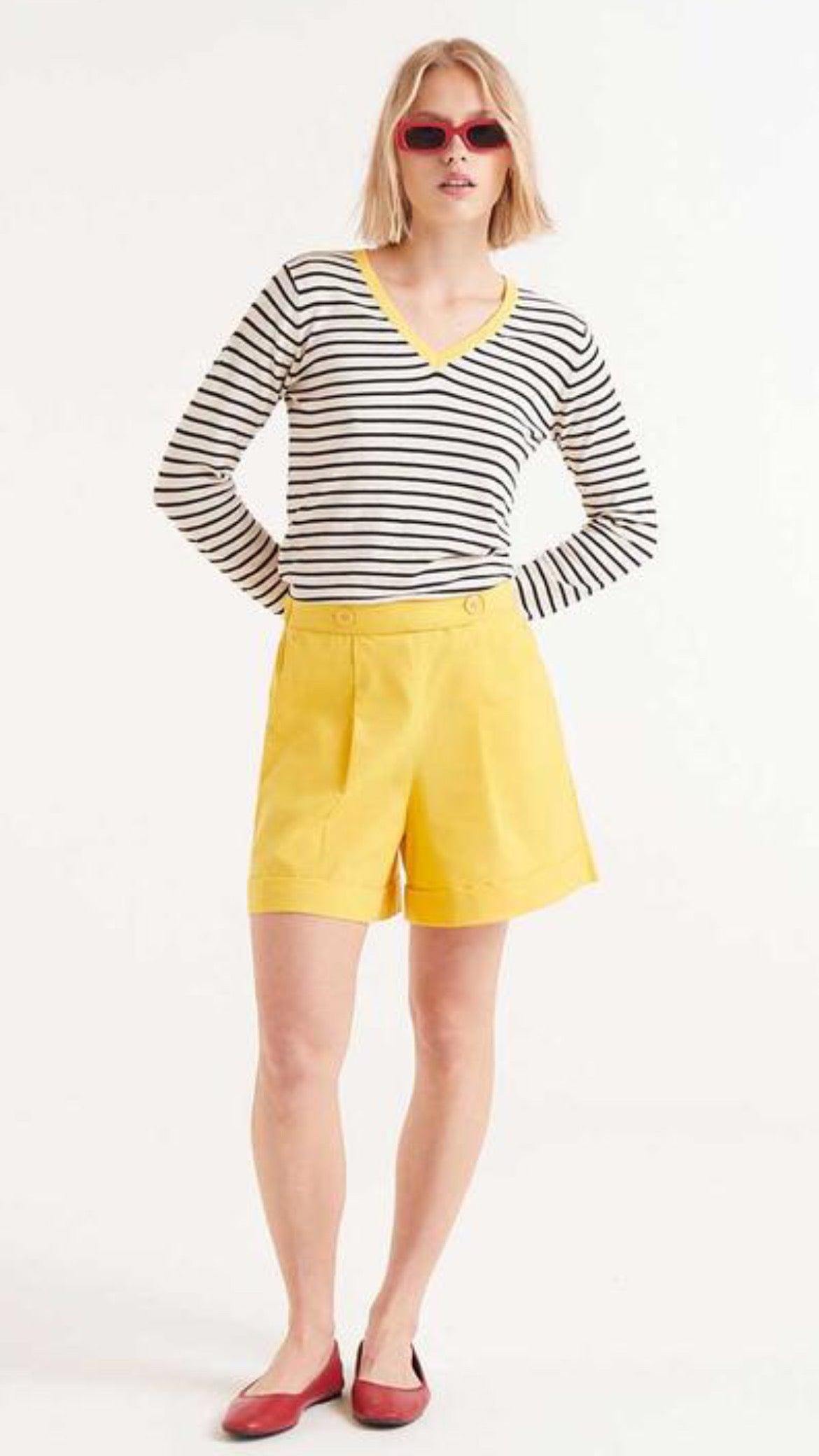 Jersey cuello pico rayas negro