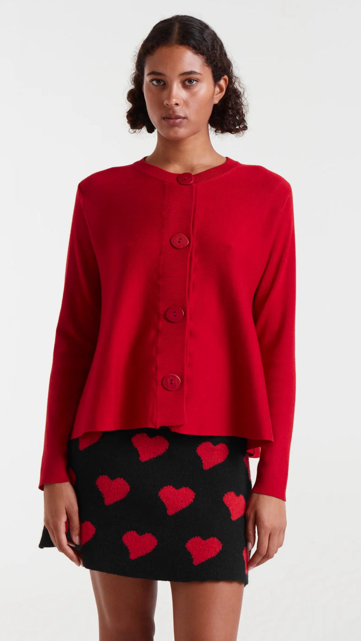 Cárdigan de punto evasé rojo