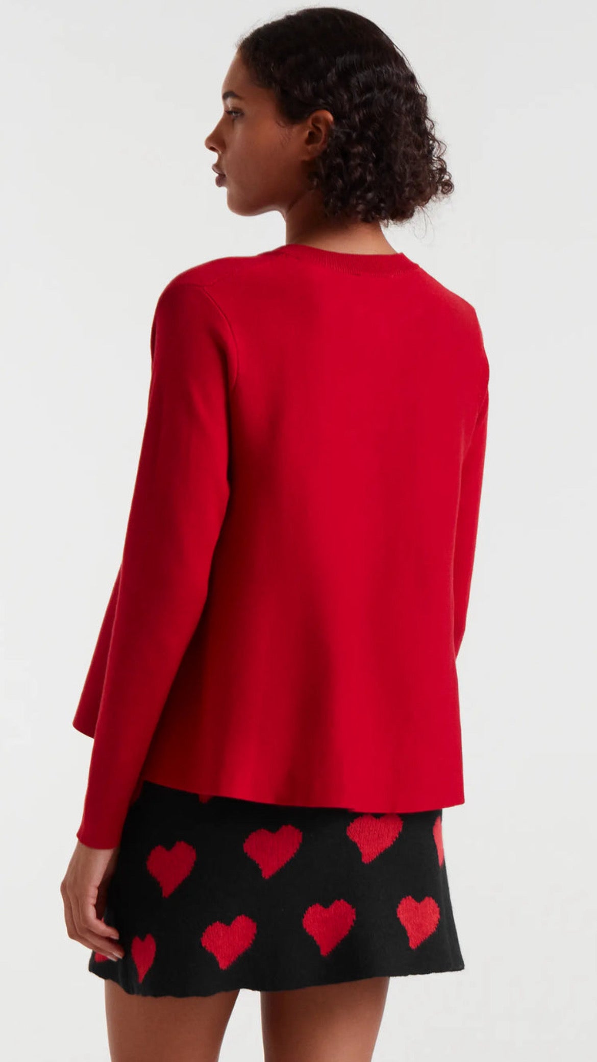 Cárdigan de punto evasé rojo