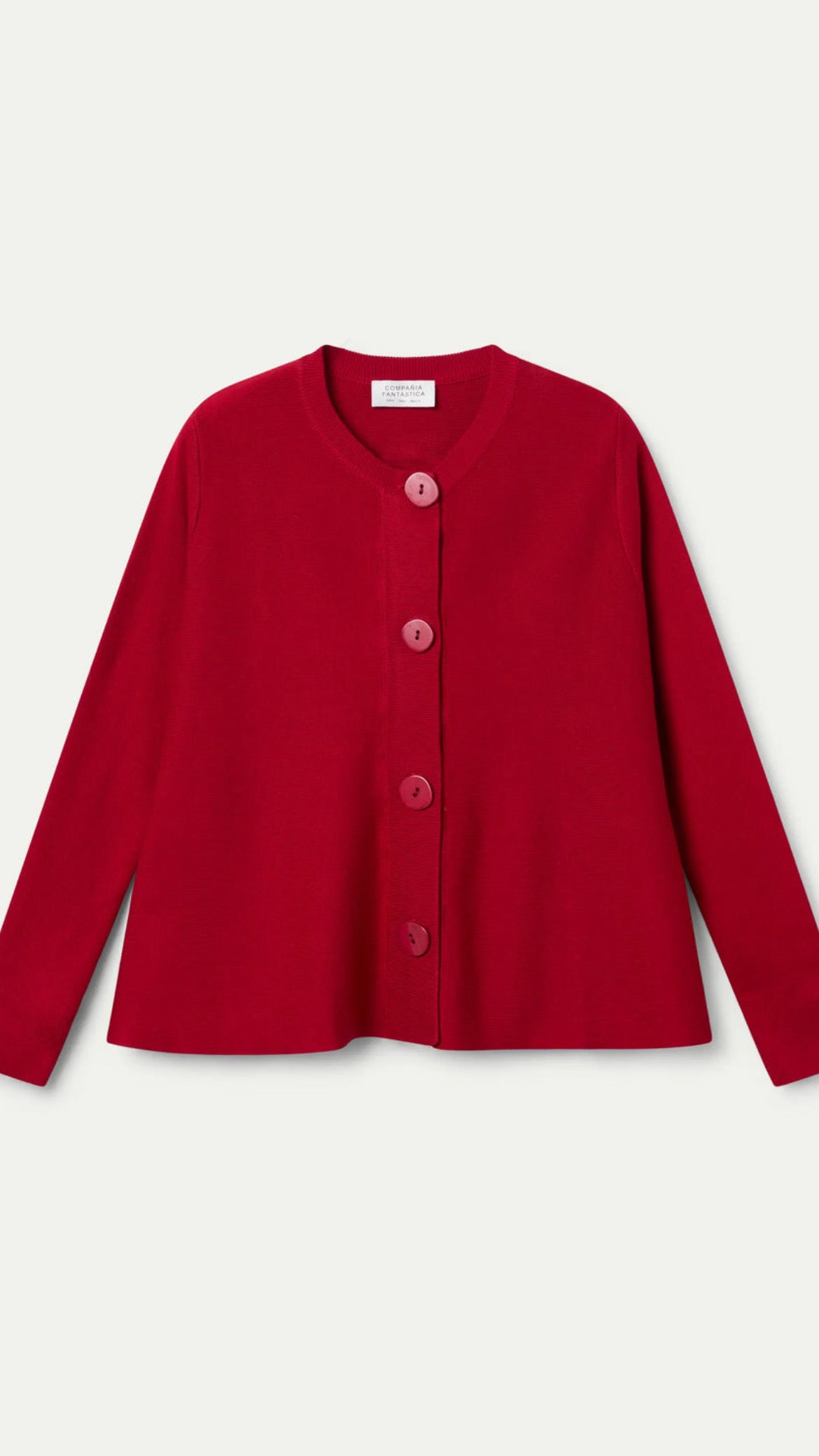 Cárdigan de punto evasé rojo