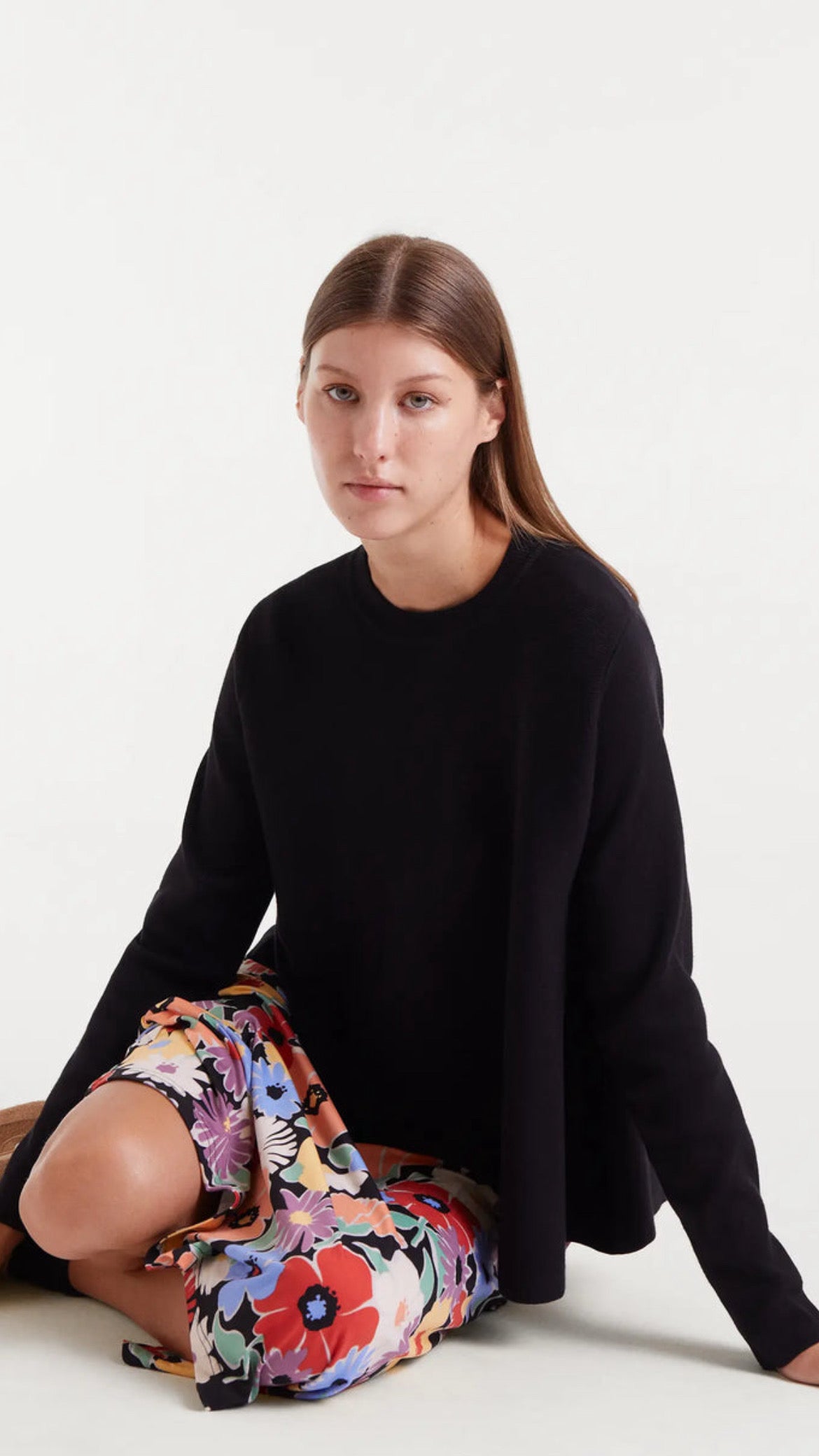 Jersey punto evasé negro