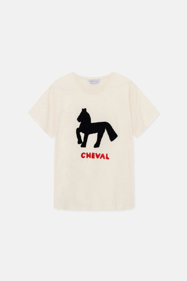 Camiseta de algodón con gráfica de caballo
