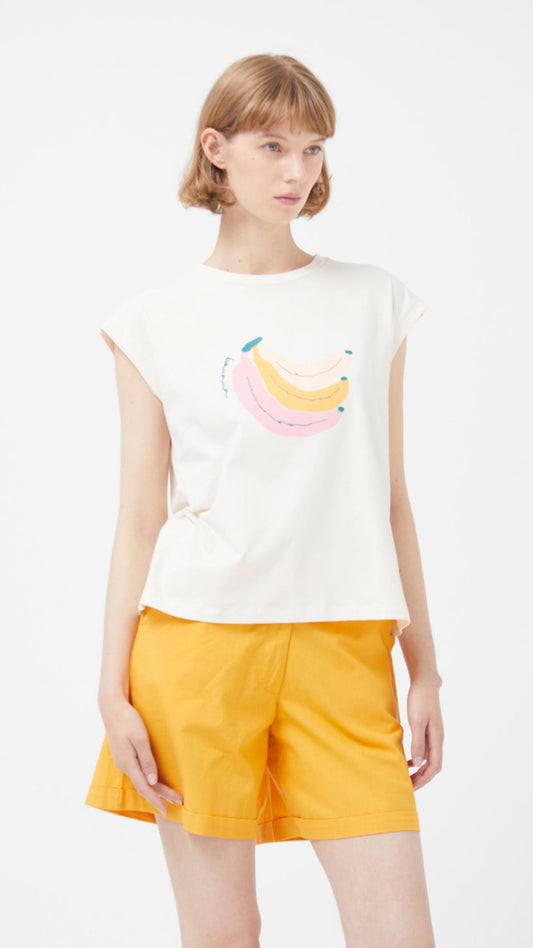 Camiseta print plátano blanca