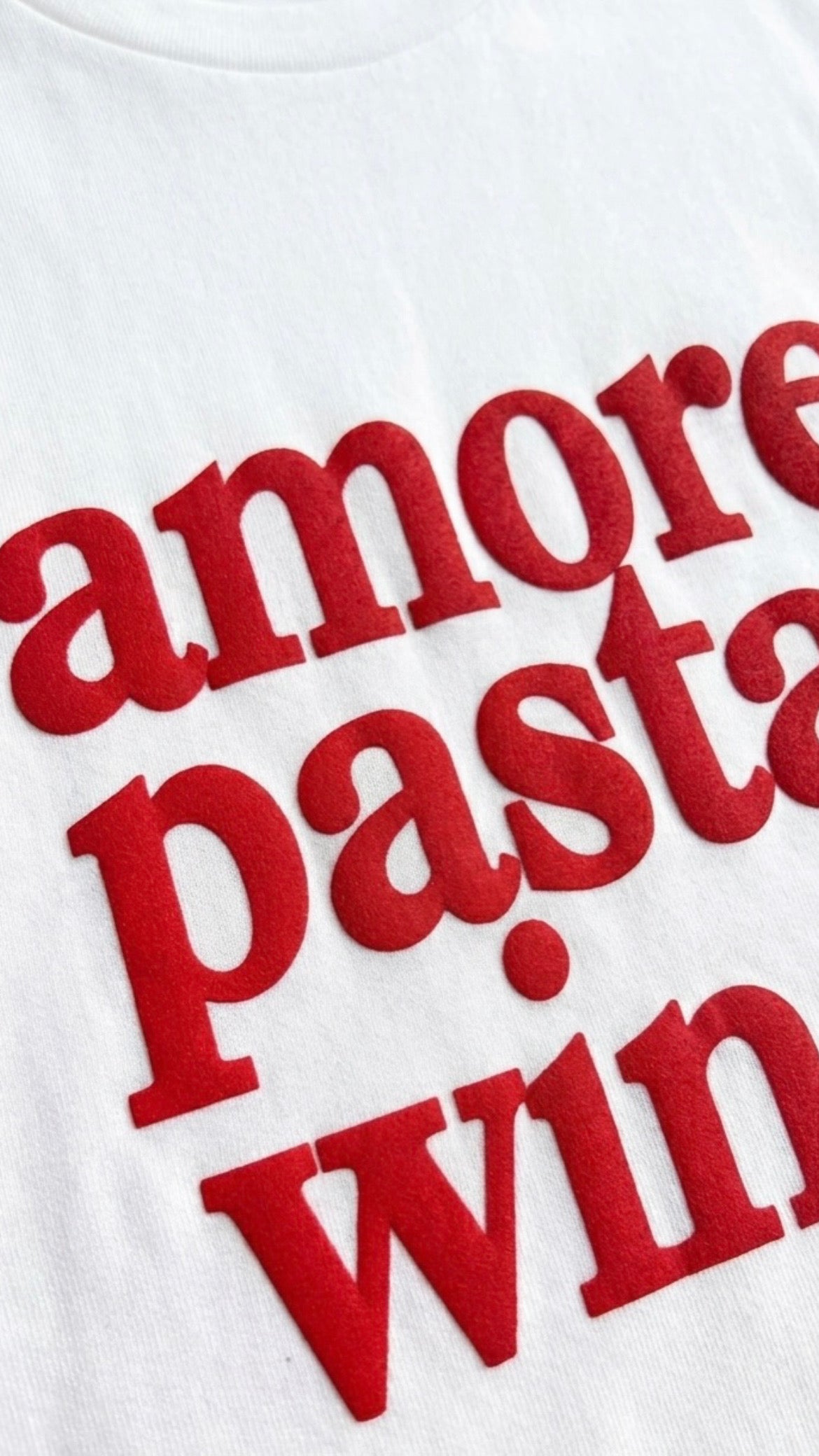 Camiseta amore, pasta, wine